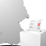 Landkarte mit rot markiertem Saarland und einer Wahlbox
